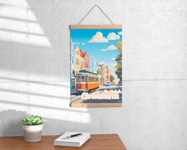 Poster Christchurch print Canterbury New Zealand Travel Poster City Skyline Art Print Urban NZ Wall Decor Adventure Home Gifts