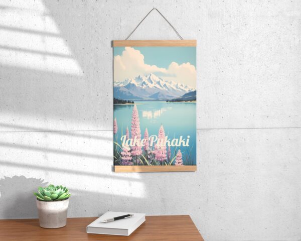 Poster Lake Pukaki print Canterbury New Zealand Travel Poster Scenic Lake Art Print Nature Wall Decor Adventure Gifts