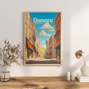 Poster Oamaru print Otago New Zealand Street Travel Poster Coastal Scenic Views Art Print NZ Wall Decor Adventure Gifts