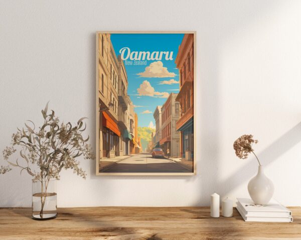 Poster Oamaru print Otago New Zealand Street Travel Poster Coastal Scenic Views Art Print NZ Wall Decor Adventure Gifts