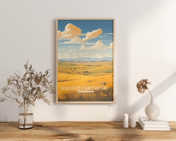 Poster Grassland National Park print Saskatchewan Travel Poster Scenic Nature Views Art Print Wall Decor Adventure Gifts