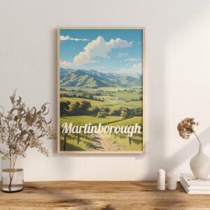 Poster Martinborough print Wellington New Zealand Travel Poster Wine Country Scenic Art Print Nature Wall Decor Adventure Gifts