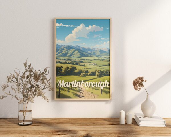 Poster Martinborough print Wellington New Zealand Travel Poster Wine Country Scenic Art Print Nature Wall Decor Adventure Gifts