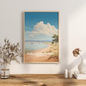 Poster Lake Diefenbaker print Saskatchewan Travel Poster Scenic Nature Views Art Print Wall Decor Adventure Gifts