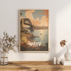 Poster Sydney Harbour Bridge print New South Wales Australia Travel Poster Scenic City Views Art Print Wall Decor Adventure Gifts