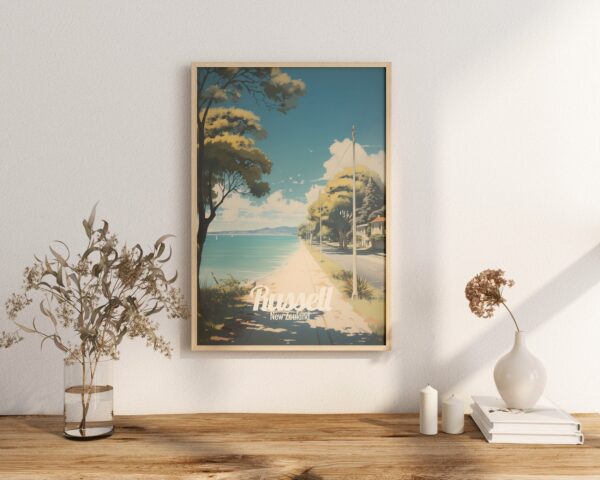 Poster Russell print Northland New Zealand Travel Poster Scenic Coastal Views Art Print Nature Wall Decor Adventure Gifts