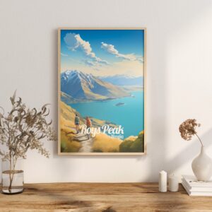 Poster Roys Peak Track print Otago New Zealand Travel Poster Scenic Mountain Views Art Print Wall Decor Adventure Gifts