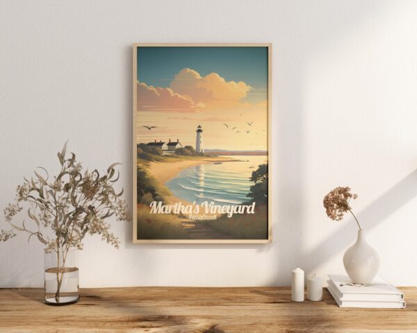 Poster Martha's Vineyard print Massachusetts Travel Poster Scenic Coastal Views Art Print Nature Wall Decor Adventure Gifts