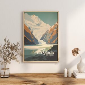 Poster Fox Glacier print West Coast New Zealand Travel Poster Scenic Glacier Art Print NZ Wall Decor Nature Adventure Gifts