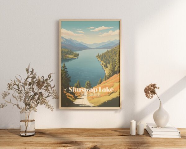 Poster Shuswap Lake print British Columbia Travel Poster Fall Hiking Art Print Travel Nature Wall Decor Canada Home Decor Framed Gifts