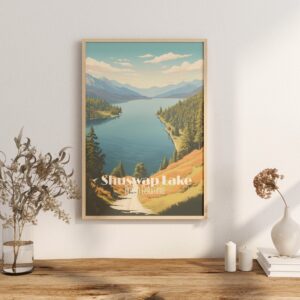 Poster Shuswap Lake print British Columbia Travel Poster Fall Hiking Art Print Travel Nature Wall Decor Canada Home Decor Framed Gifts