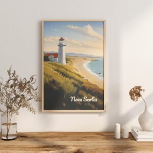 Poster Nova Scotia Lighthouse print Nova Scotia Travel Poster Scenic Coastal Views Art Print Nature Wall Decor Adventure Gifts