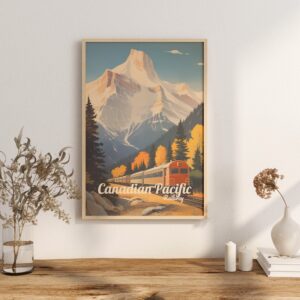 Poster Canadian Pacific Railway print British Columbia Travel Poster Scenic Mountain Views Art Print Wall Decor Adventure Gifts