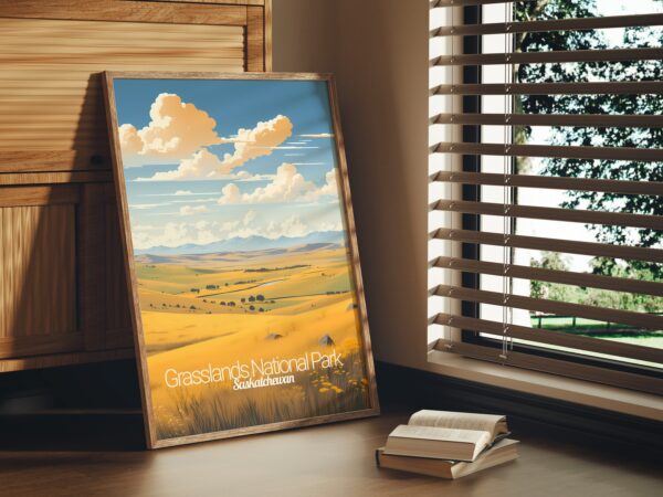 Poster Grassland National Park print Saskatchewan Travel Poster Scenic Nature Views Art Print Wall Decor Adventure Gifts