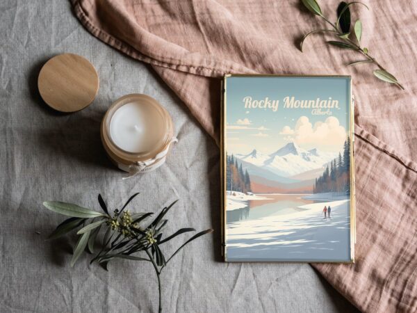 Poster Rocky Mountain print Alberta Travel Poster Scenic Nature Views Art Print Wall Decor Adventure Gifts