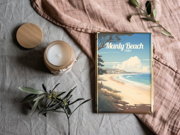 Poster Manly Beach print New South Wales Australia Travel Poster Scenic Coastal Views Art Print Surfing Wall Decor Adventure Gifts