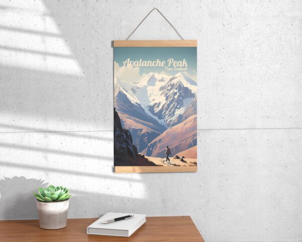 Poster Avalanche Peak print Canterbury New Zealand Travel Poster Scenic Hiking Views Art Print Wall Decor Adventure Gifts