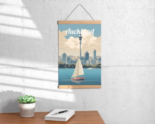 Poster Auckland print Auckland New Zealand Travel Poster City Skyline Art Print Urban NZ Wall Decor Adventure Home Gifts boat ocean