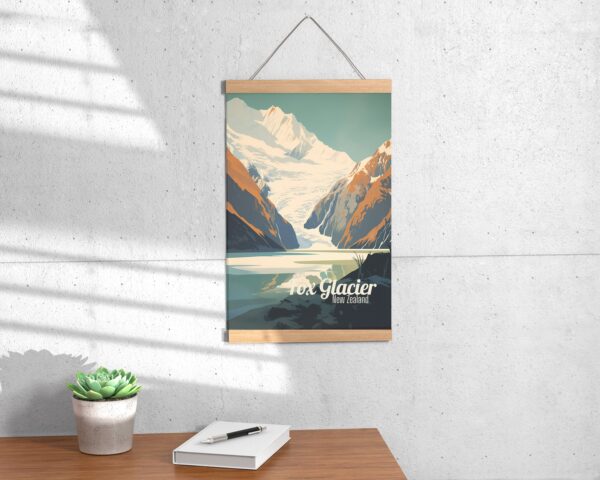 Poster Fox Glacier print West Coast New Zealand Travel Poster Scenic Glacier Art Print NZ Wall Decor Nature Adventure Gifts