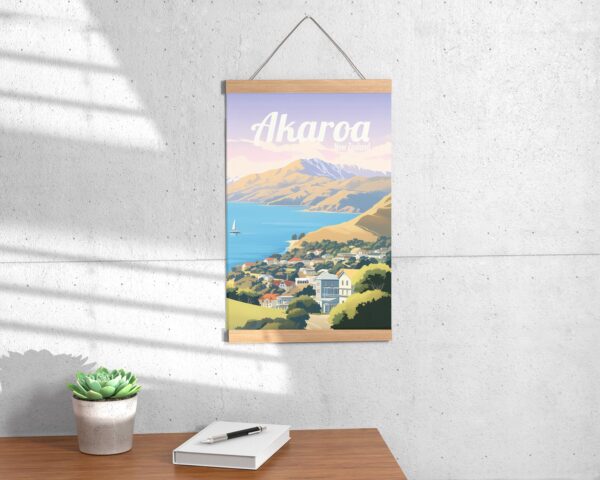 Poster Akaroa print Canterbury New Zealand Travel Poster Scenic Coastal Views Art Print NZ Wall Decor Adventure Nature Gifts