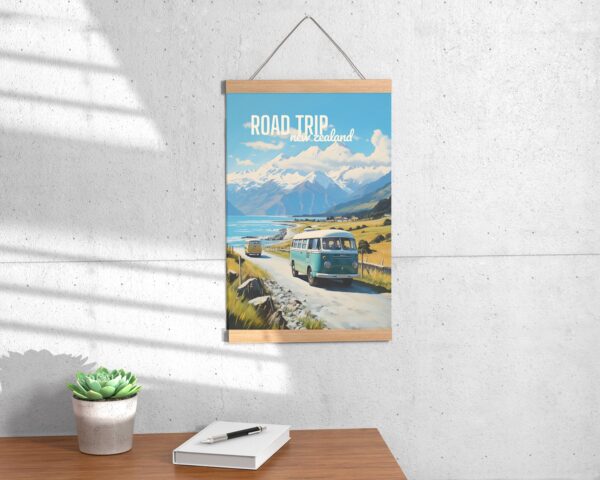 Poster Road Trip Hiace Van print New Zealand Travel Poster Scenic Camper Views Art Print Nature Wall Decor Adventure van life Gift