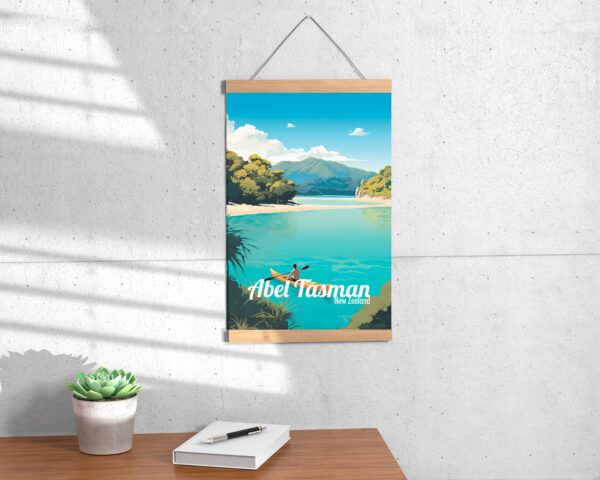 Poster Abel Tasman print New Zealand Travel Poster Kayak Beach Hiking Scenic Art Print NZ Wall Decor Coastal Adventure Home Gifts