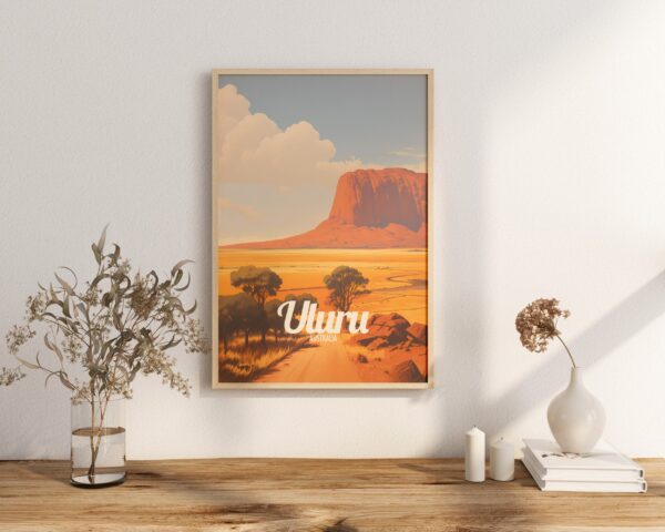 Poster Uluru print Northern Territory Australia Travel Poster Scenic Desert Views Art Print Nature Wall Decor Adventure Gifts