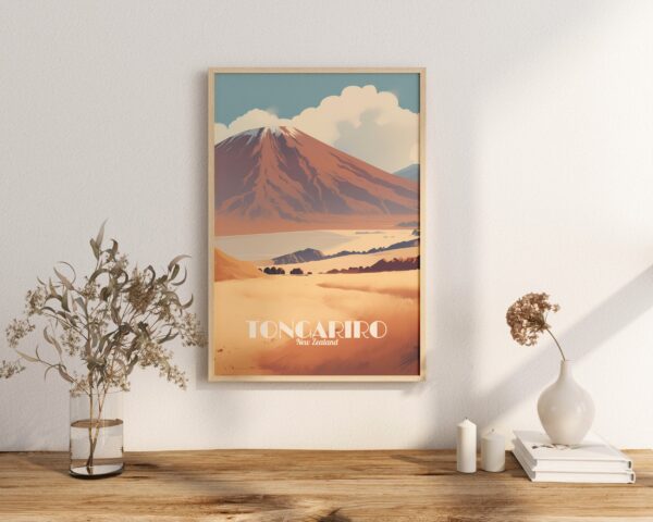 Poster Tongariro print Central North Island New Zealand Travel Poster Scenic Mountain Views Art Print Wall Decor Adventure Gifts