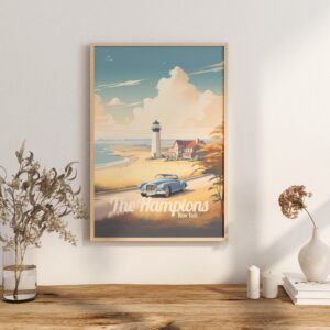 Poster The Hamptons print New York Travel Poster Scenic Coastal Views Art Print Nature Wall Decor Adventure Gifts