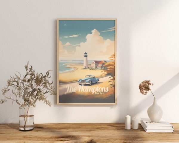 Poster The Hamptons print New York Travel Poster Scenic Coastal Views Art Print Nature Wall Decor Adventure Gifts