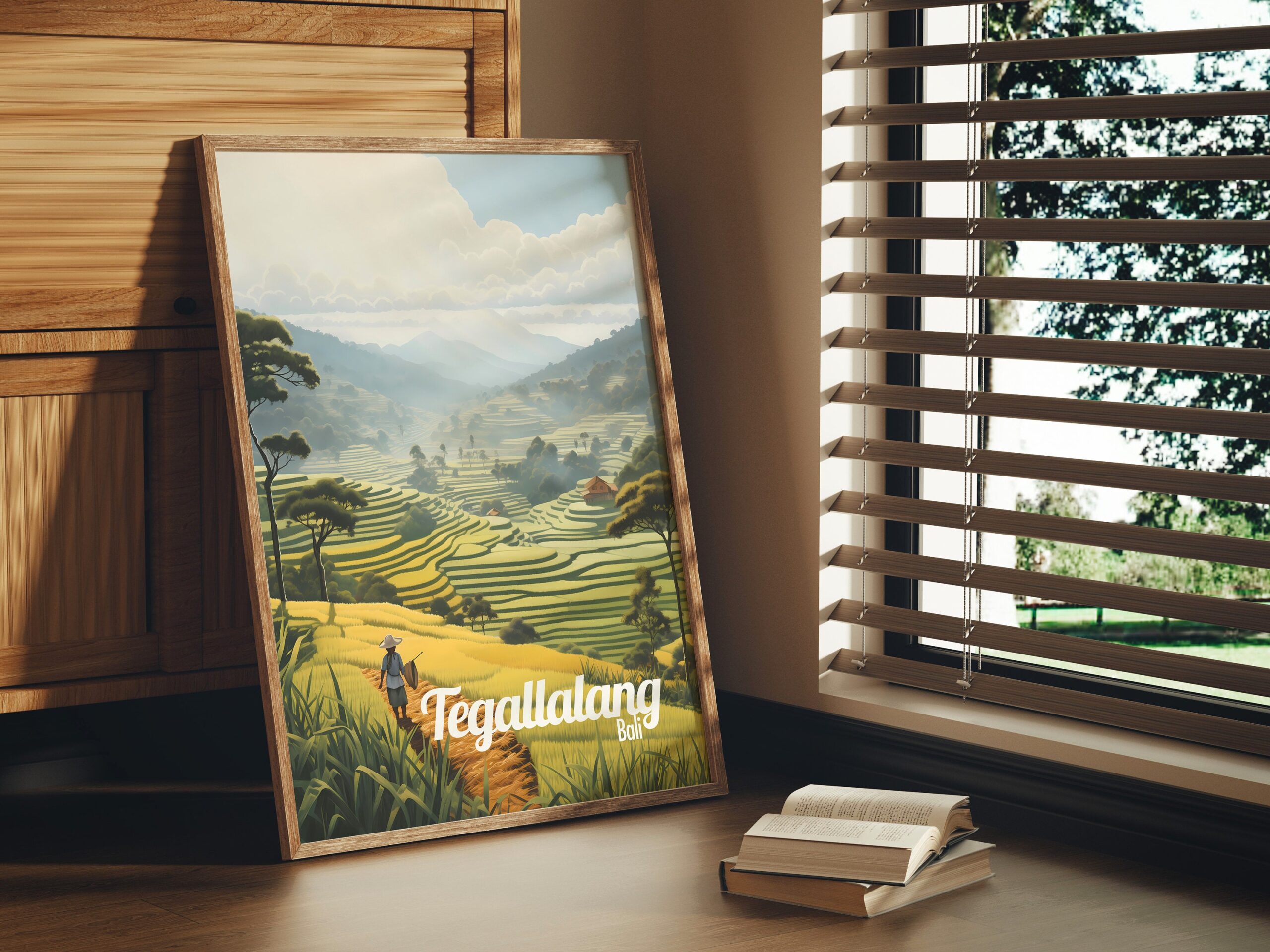 Poster Tegallalang print Bali Indonesia Travel Poster Scenic Rice Terraces Art Print Cultural Heritage Wall Decor Gifts