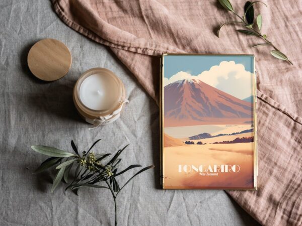 Poster Tongariro print Central North Island New Zealand Travel Poster Scenic Mountain Views Art Print Wall Decor Adventure Gifts