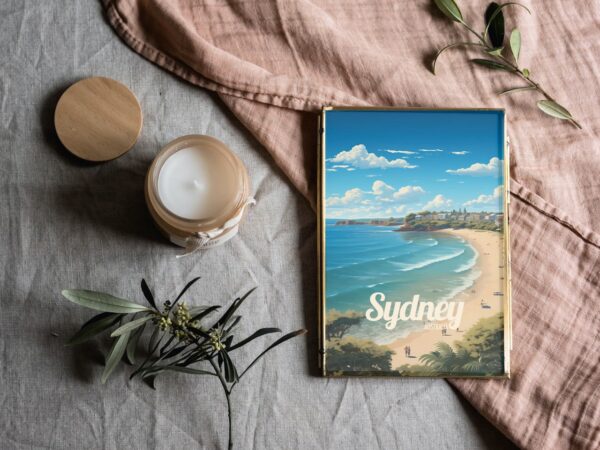 Poster Sydney Beach print New South Wales Australia Travel Poster Scenic Coastal Views Art Print Surfing Wall Decor Adventure Gifts