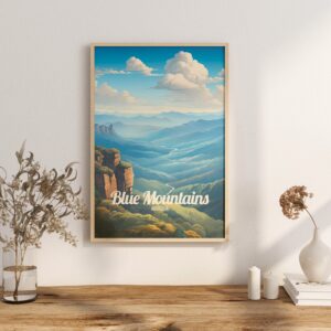 Poster Blue Mountains print New South Wales Australia Travel Poster Scenic Sydney Art Print Nature Wall Decor Adventure Gifts