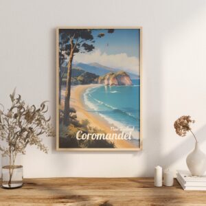 Poster Coromandel print Waikato New Zealand Travel Poster Coastal Scenic Views Art Print NZ Wall Decor Nature Adventure Gifts