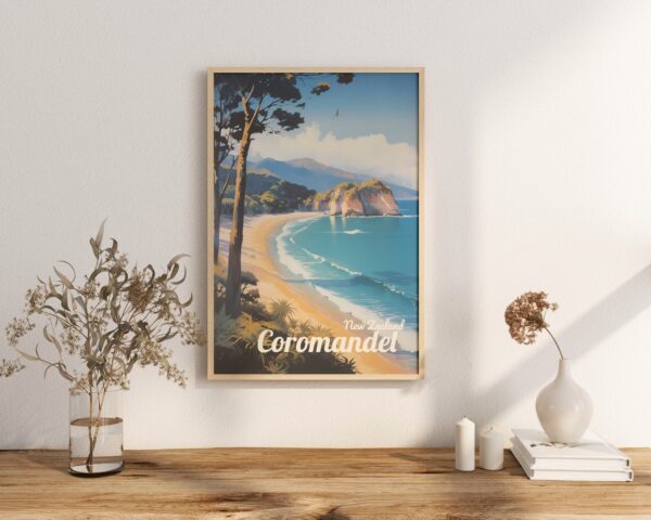 Poster Coromandel print Waikato New Zealand Travel Poster Coastal Scenic Views Art Print NZ Wall Decor Nature Adventure Gifts