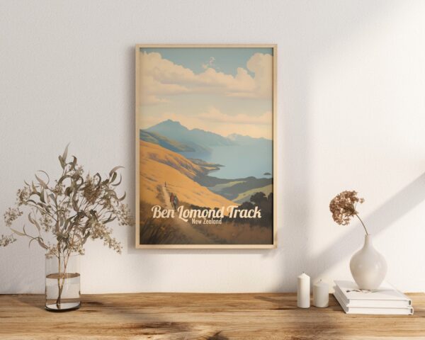 Poster Ben Lomond Track print Otago New Zealand Travel Poster Hiking Trail Art Print Scenic Queenstown NZ Wall Decor Adventure Gifts