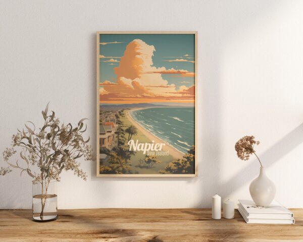 Poster Napier print Hawke's Bay New Zealand Travel Poster Scenic Coastal Views Art Print Nature Wall Decor Adventure Gifts