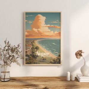 Poster Napier print Hawke's Bay New Zealand Travel Poster Scenic Coastal Views Art Print Nature Wall Decor Adventure Gifts