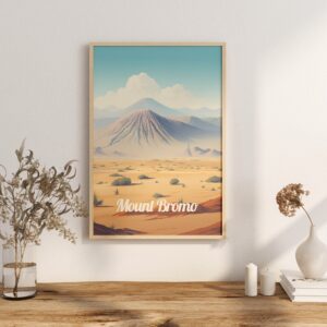 Poster Mount Bromo print Java Indonesia Travel Poster Scenic Volcano Views Art Print Nature Wall Decor Adventure Gifts