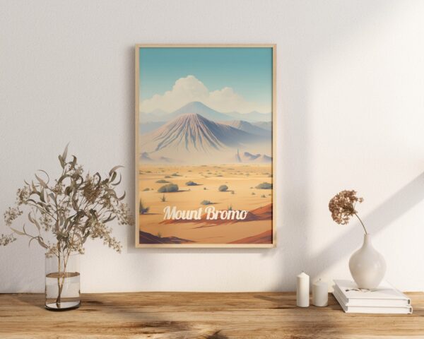 Poster Mount Bromo print Java Indonesia Travel Poster Scenic Volcano Views Art Print Nature Wall Decor Adventure Gifts