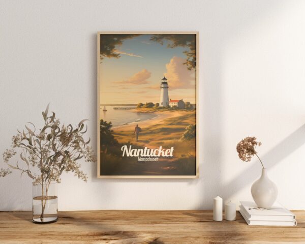 Poster Nantucket print Massachusetts Travel Poster Scenic Coastal Views Art Print Nature Wall Decor Adventure Gifts