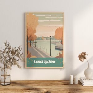 Poster Canal Lachine print Montréal Quebec Travel Poster Scenic Urban Views Art Print Wall Decor River Saint Laurent Griffintown Gifts