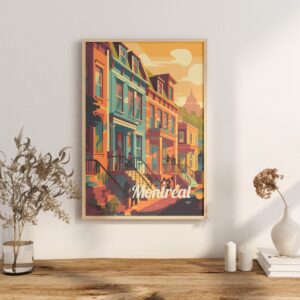 Poster Montreal Street Design print Quebec Travel Poster Scenic Urban Views Art Print Wall Decor Adventure Gifts