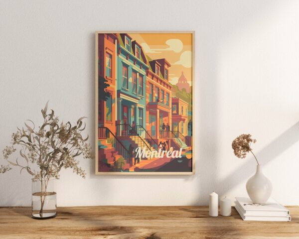 Poster Montreal Street Design print Quebec Travel Poster Scenic Urban Views Art Print Wall Decor Adventure Gifts