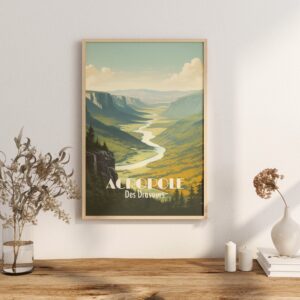 Poster Acropole des Draveurs print Quebec Travel Poster Charlevoix Hiking Art Print Mountain Wall Decor Canada haute gorges de la Malbaie