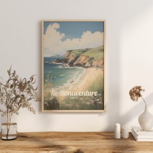 Poster Île Bonaventure print Quebec Travel Poster Scenic Coastal Beauty Art Print Nature Wall Decor Adventure Gifts