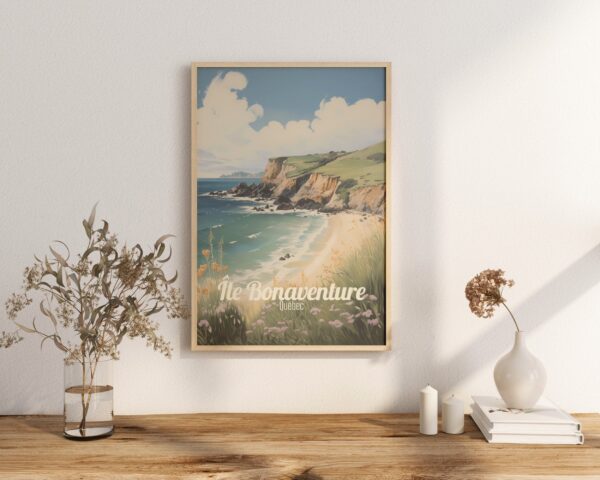 Poster Île Bonaventure print Quebec Travel Poster Scenic Coastal Beauty Art Print Nature Wall Decor Adventure Gifts