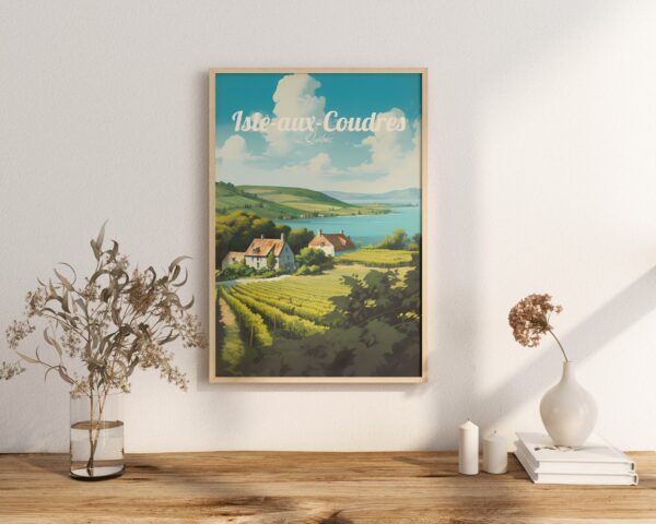 Poster Isle-aux-Coudres print Quebec Travel Poster Scenic Coastal Art Print Nature Wall Decor Canada Adventure Gifts