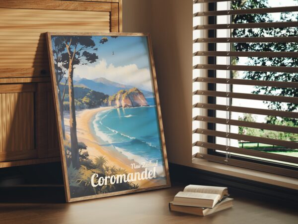 Poster Coromandel print Waikato New Zealand Travel Poster Coastal Scenic Views Art Print NZ Wall Decor Nature Adventure Gifts